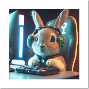 Gamer rabbit Posters and Art